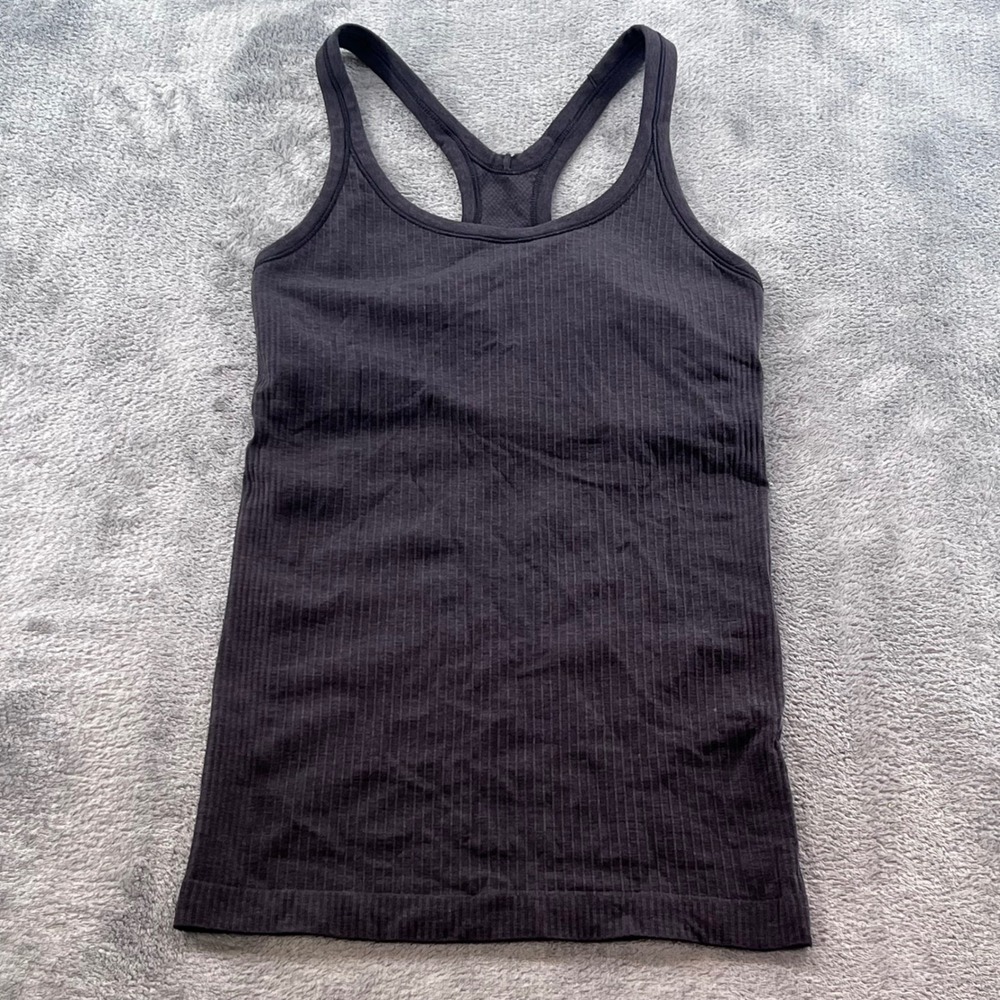 Lululemon Ebb to Street Tank Top Black Heathered Ribbed Racerback Size 4
